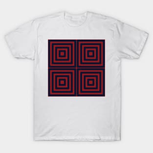 Navy Red Minimalist Squares T-Shirt